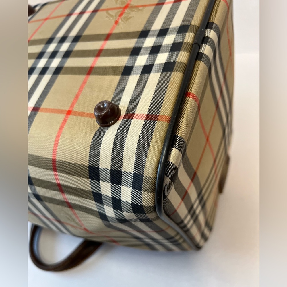 Burberry Nova Check Boston Bag Canvas Beige Brown‎ gold 100% authentic - Picture 8 of 16